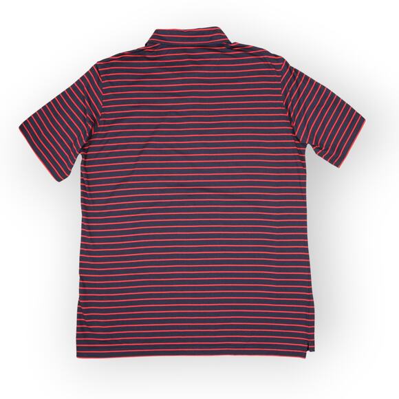 BOAST USA Men Medium Classic Jersey Striped Polo Shirt Navy Red Cotton Leaf Logo - Picture 8 of 14